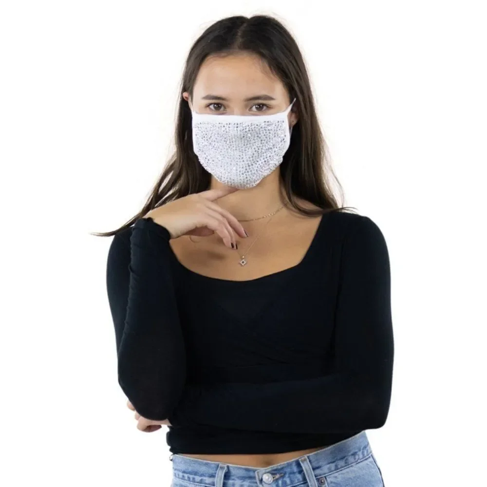 Rhinestone Face Mask In Polyester Material - HOST PICK!!!